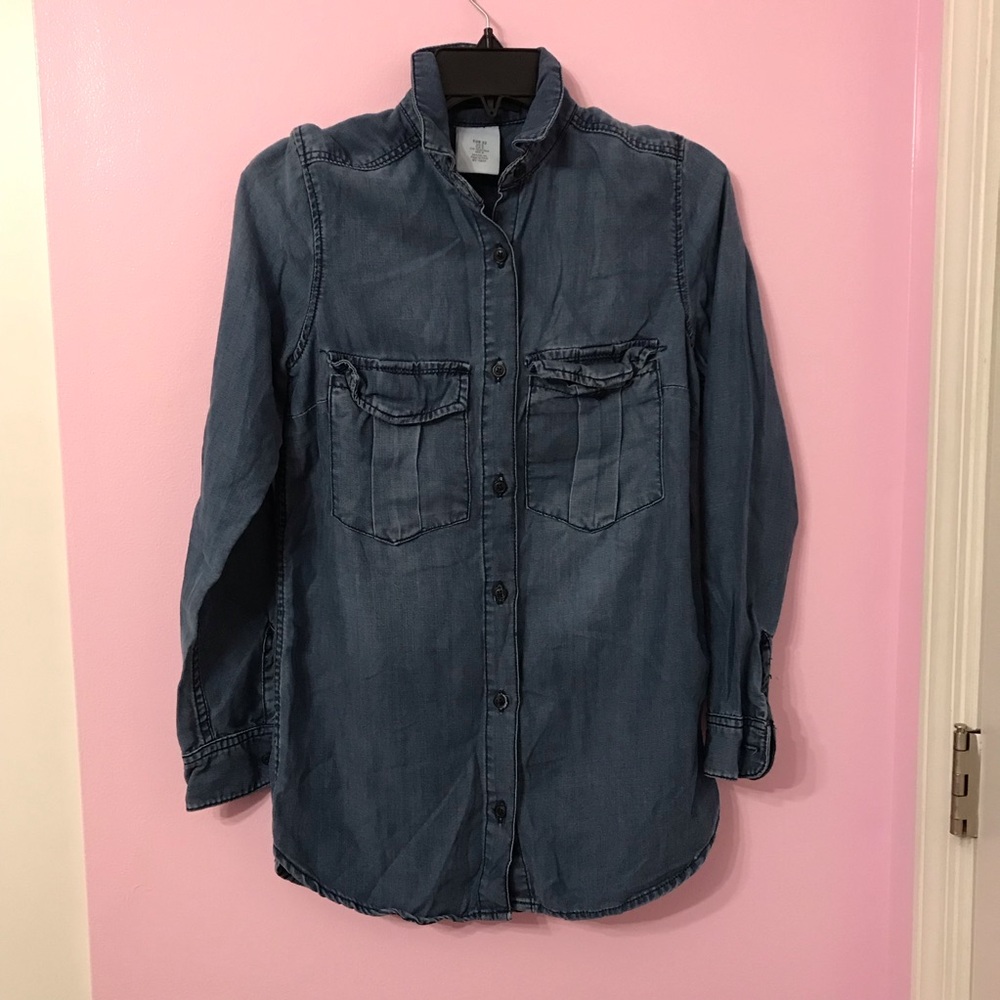 &Denim button down top size 2
